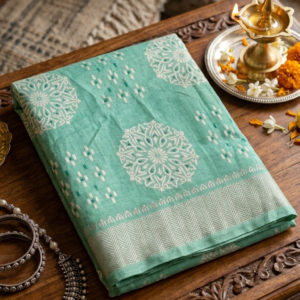 Sea Green Mandala Grace Silk Saree