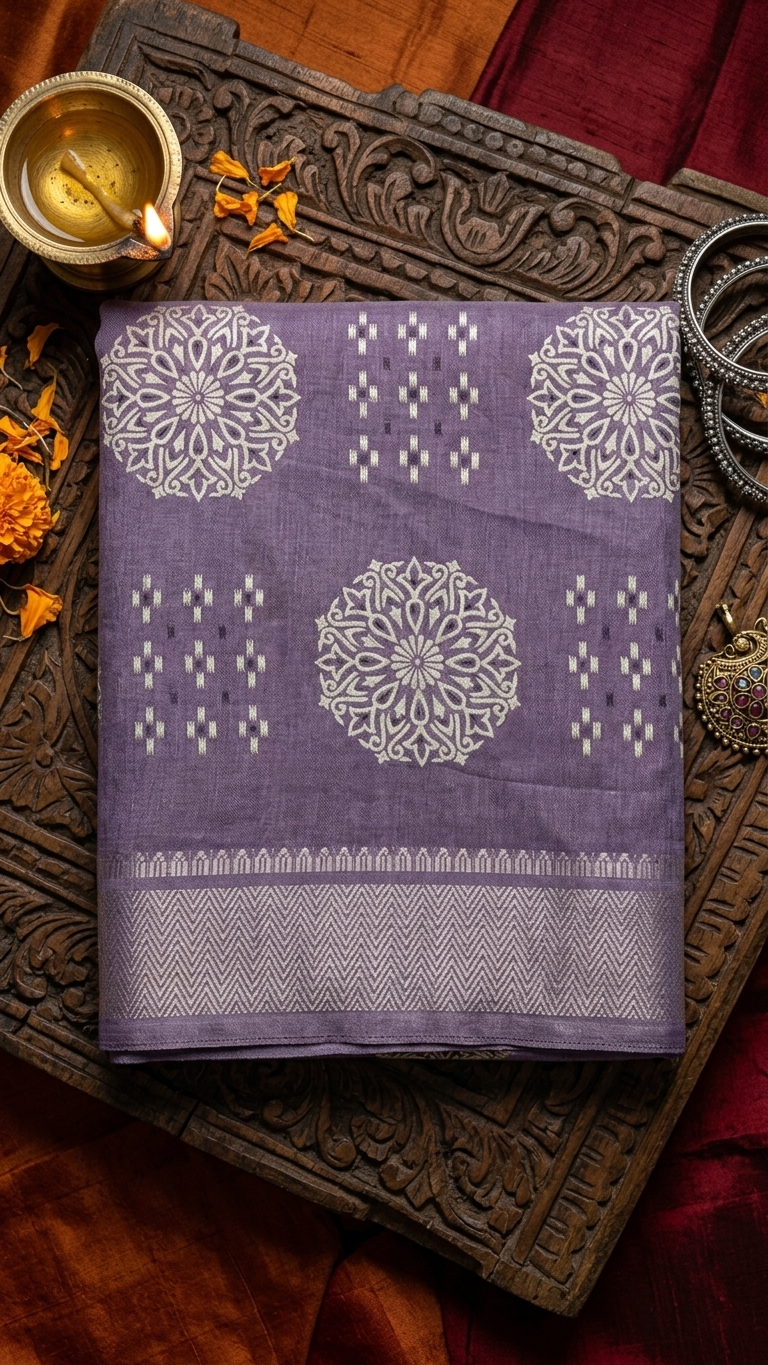 The Royal Mauve Mandala Silk Saree