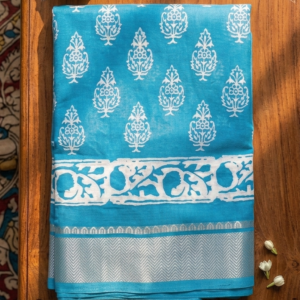 The Azure Bloom Chanderi Silk Saree