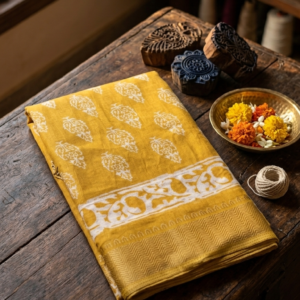 The Mustard Marigold Chanderi Silk Saree