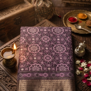 Midnight Mauve Mandala Synthetic Saree