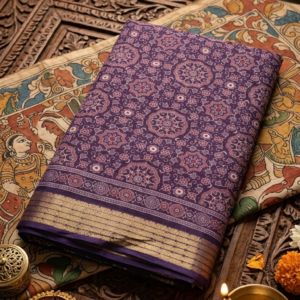Royal Violet Mandala Synthetic Saree