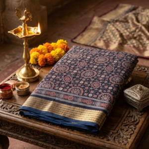 Royal Navy Mandala Synthetic Saree