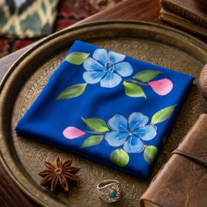 Royal Blue Floral Printed Georgette Saree