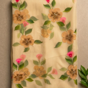 Golden Bloom Floral Georgette Saree