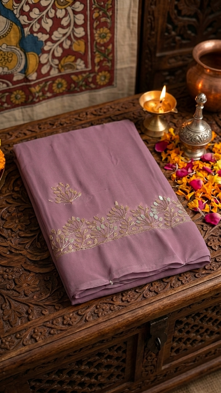 Mauve Golden Blossom Grace Saree