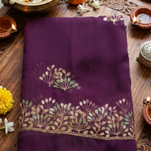 Royal Plum Golden Blossom Grace Saree